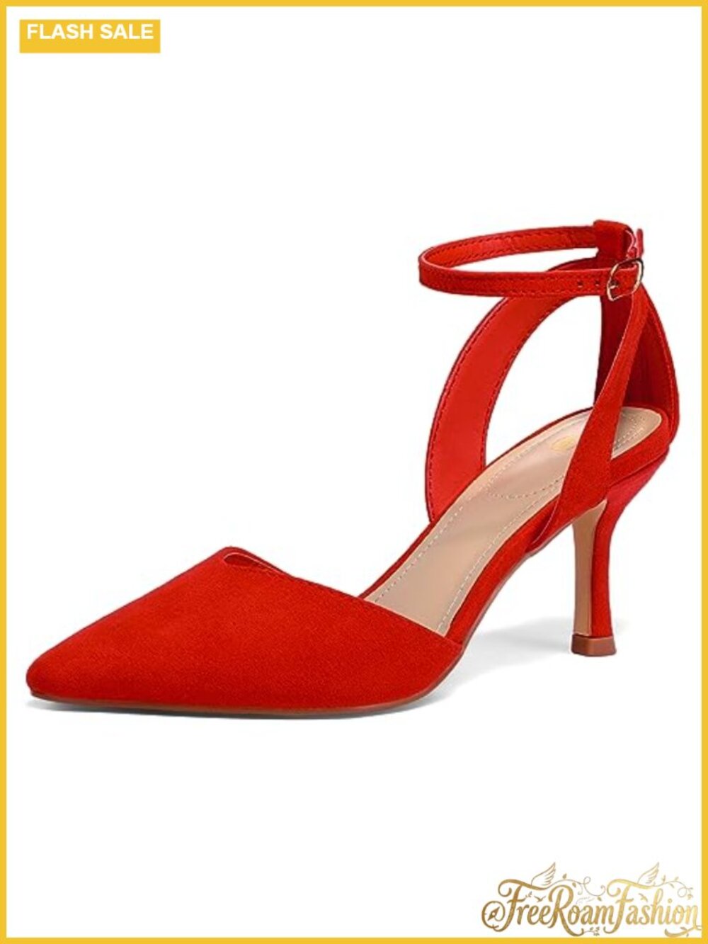 Women's Pointed Toe Kitten Heel Ankle Strap Dress Pumps Shoes
